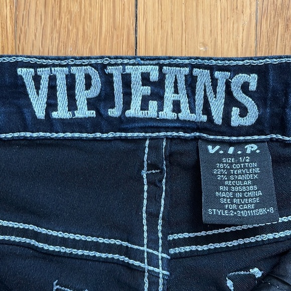 VIP Jeans Contrast Stitch Straight Leg Black Carpenter Denim with Hammer Loop - Picture 6 of 11